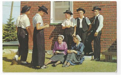 Amish Postcard Mennonite Teens Lancaster PA Boys Girls Traditional Hats ...