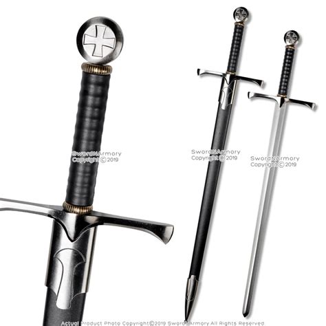 Templar Crusader Medieval Knight's Arming Sword with Scabbard Cross Pommel