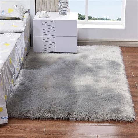 Super Soft Faux Sheepskin Fur Area Rugs for Bedroom Floor Shaggy Plush ...