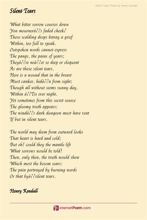 Silent Tears Poem by Henry Kendall