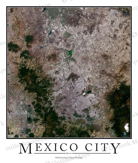 Mexico City Satellite Map Print | Aerial Image Poster