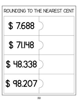 Rounding To the Nearest Cent, worksheets and Cards with key + Anchor chart