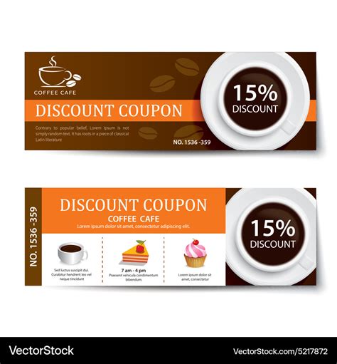 Coffee coupon discount template design Royalty Free Vector