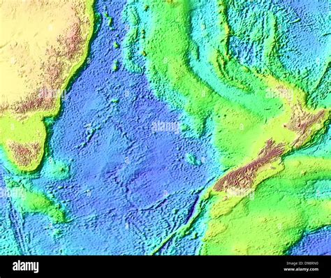 Tasman sea floor and land relief map hi-res stock photography and images - Alamy