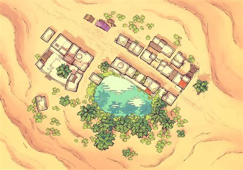 Desert Oasis Town Map | Desert Town by 2-Minute Tabletop | Desert map ...