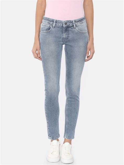 Buy Pepe Jeans Women Blue Regular Fit Mid Rise Clean Look Stretchable Jeans - Jeans for Women ...