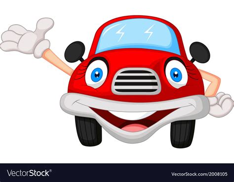 Cute red car cartoon character Royalty Free Vector Image