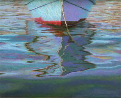 Pastel Painting: Reflecting Boat Seascape Painting