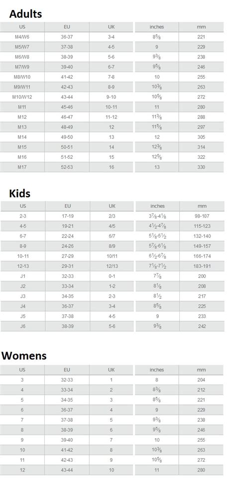 Crocs Printable Size Chart