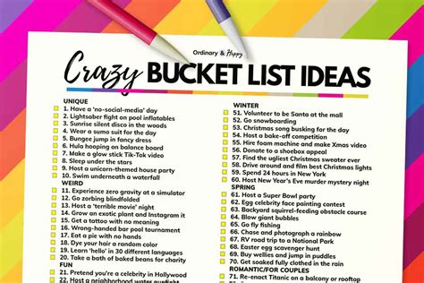 100+ Crazy Bucket List Ideas - Ordinary and Happy