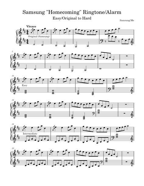 Homecoming – Samsung Variations on Samsung's "Homecoming" Ringtone Sheet music for Piano (Solo ...