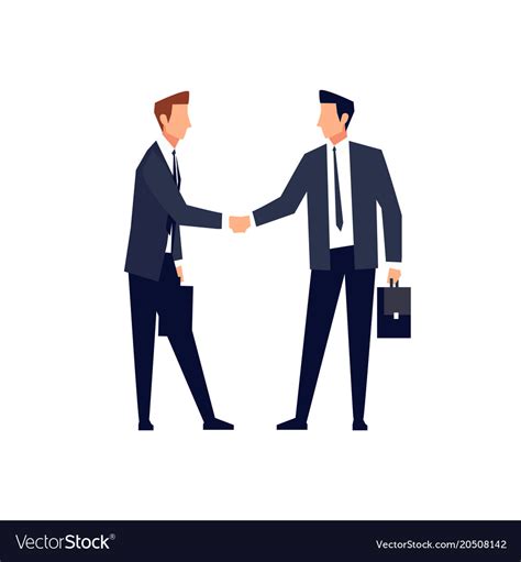 Businessmen in a flat style handshake Royalty Free Vector