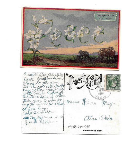 Postcard to Flora May, Altus, Oklahoma, October 26, 1910 - Western Oklahoma Historical Society