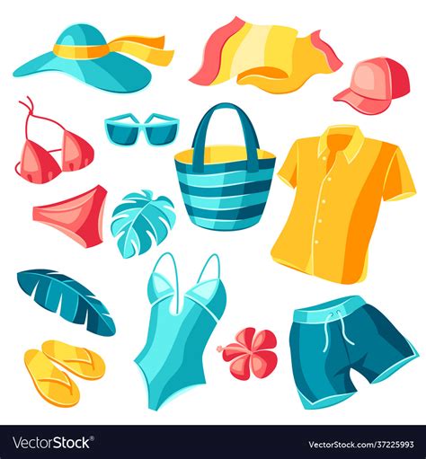 Set beachwear and swimwear summer clothes Vector Image