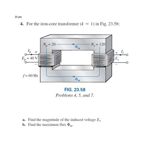 Solved 4. For the iron-core transformer (k=1) in Fig. 23.58: | Chegg.com