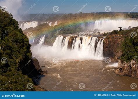 Rainbow in Iguazu Falls National Park Stock Image - Image of aqua ...