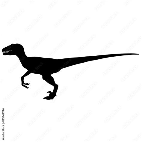 Black vector illustration silhouette of velociraptor Stock Vector | Adobe Stock