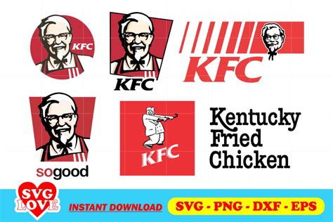 the kentucky fried chicken logo is shown in red, white and blue with an ...