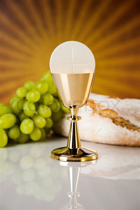 Eucharist symbol of bread and wine, ... | Stock image | Colourbox