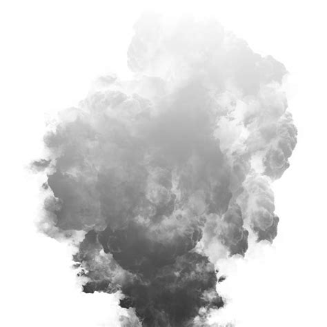 Black smoke rising up effect isolated on transparent background for compositing and manipulation ...