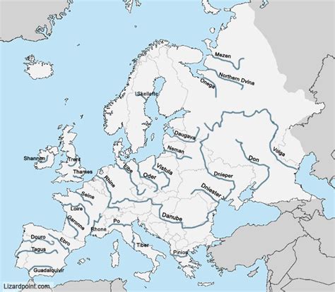 Physical Map Of Europe Rivers