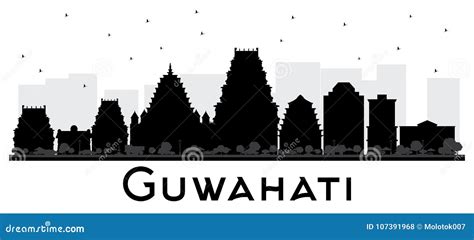 Guwahati India City Skyline Black and White Silhouette. Stock Vector ...