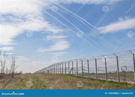 Border Fence between Rastina Serbia Stock Photo - Image of fence ...