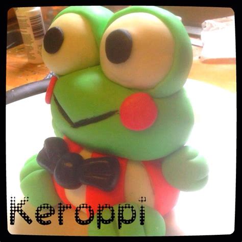 Keroppi cake topper I made out of marshmallow fondant for my friend baby shower cake. She's ...