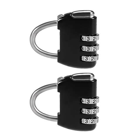 3 Digit Combination Padlock, 4mm Shackle Dia, Luggage Padlocks Black 2Pcs - Walmart.com ...