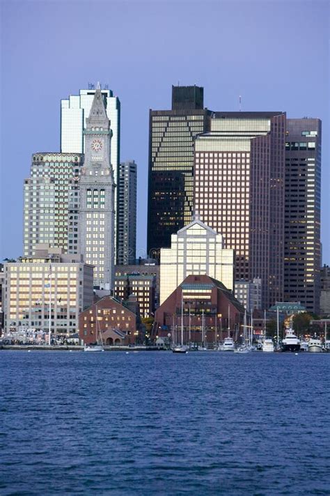 Boston Harbor and the Boston Skyline at Sunrise As Seen from South Boston, Massachusetts, New ...