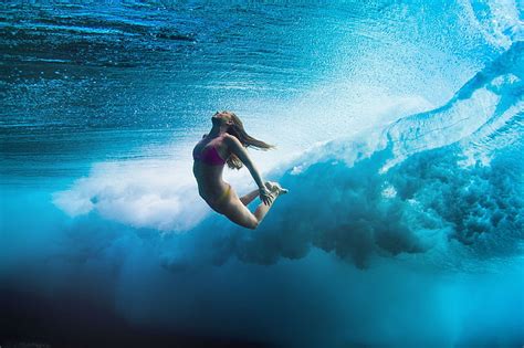 HD wallpaper: girl, underwater, sea, Surfing | Wallpaper Flare