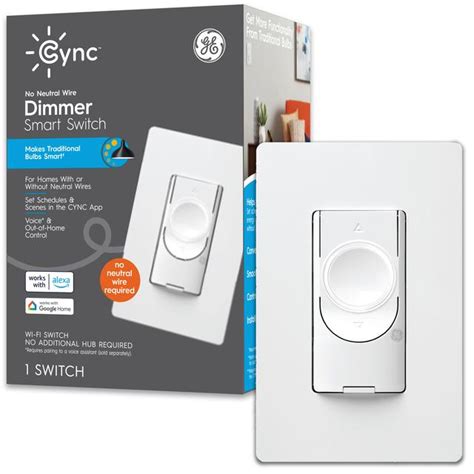 GE CYNC Smart Dimmer Light Switch, No Neutral Wire Required, Bluetooth and 2.4 GHz Wi-Fi 3-Wire ...