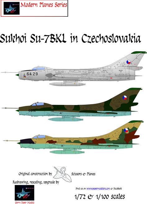 1/72 and 1/100 Sukhoi Su-7 in Czechoslovakia (3) Kit Bundle Paper Model ...