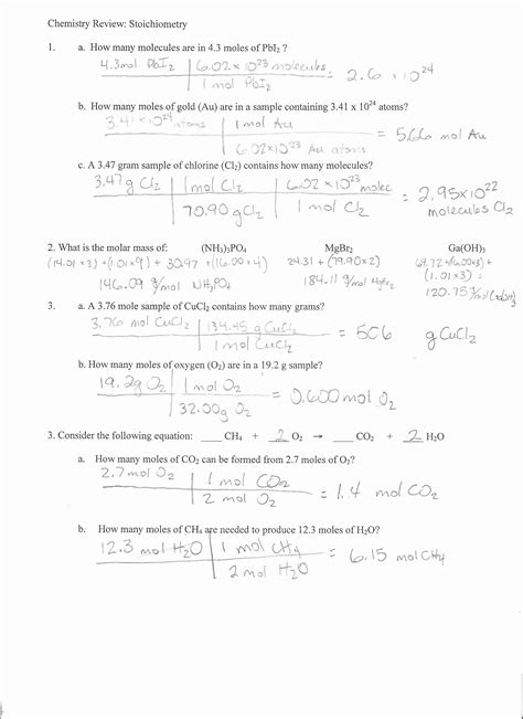 Stoichiometry Worksheets