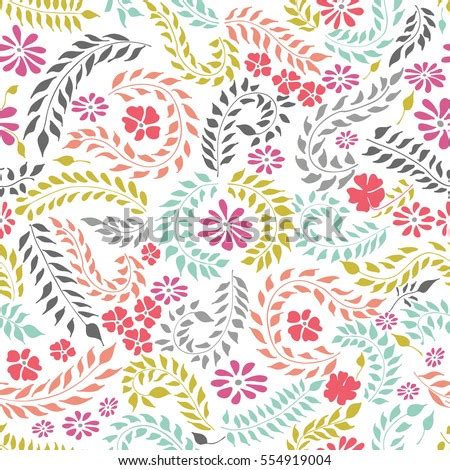 Whimsical Seamless Floral Colorful Doodles Pattern Stock Vector 554919004 - Shutterstock