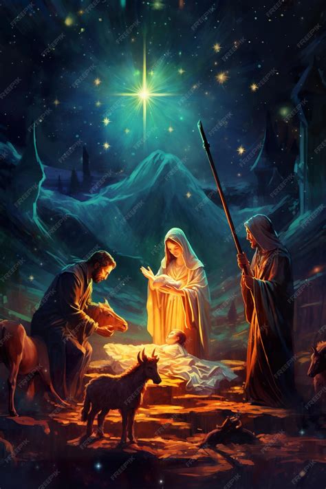 Premium Photo | A nativity scene with a baby jesus and three wise men Generative AI image