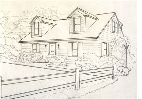 house for catelog drawing B greyscale small | House drawing ...