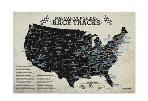 Nascar Tracks Map Poster – GeoJango Maps