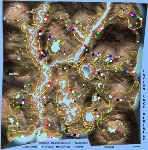 The Hunter: Call of the Wild - Animal Locations Map