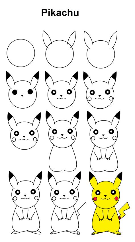 Pikachu step-by-step tutorial | Cute easy drawings, Easy disney ...