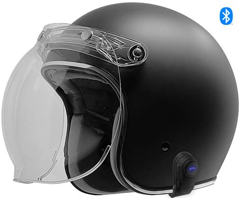 GDM RENEGADE Bluetooth Open Face Motorcycle Helmet 3/4 Vintage Matte B ...