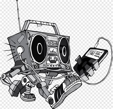 Micrófono boombox dibujo tatuaje, camiseta hiphop, electrónica, Disc jockey png | PNGEgg