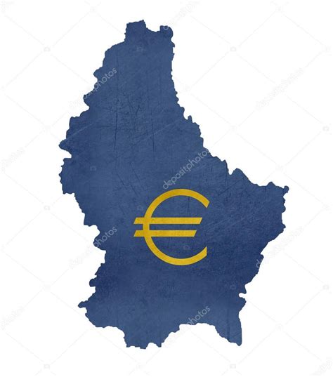 European currency symbol on map of Luxembourg — Stock Photo ...