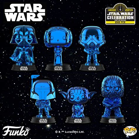 Funko POP Star Wars Celebration Galactic Convention Blue Chrome 2019 Rare Limited Edition ...