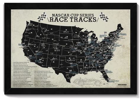 NASCAR Race Tracks Map Vintage Edition Pin Map or Map | Etsy | Nascar ...