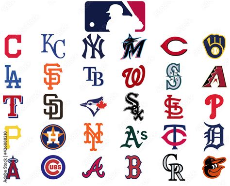 Major league baseball logo. Set of all 30 mlb teams. Baseball icons set ...