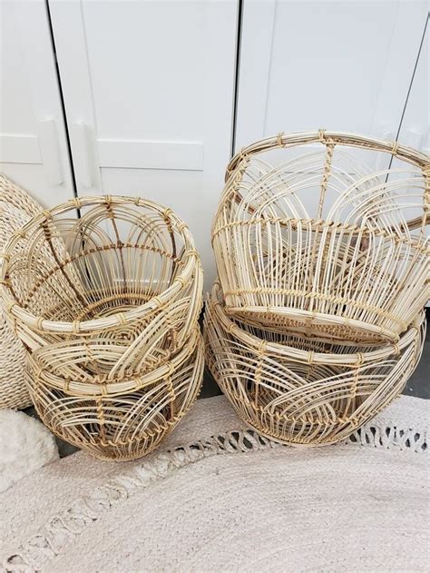 Set of two rattan baskets | Rattan basket, Basket, Rattan