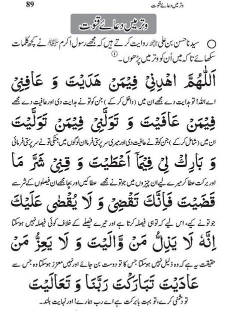 Dua e Qunoot PDF With Urdu Translation