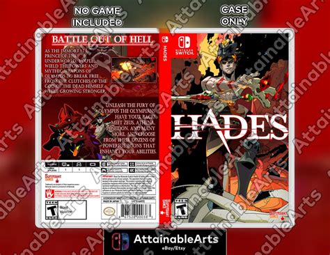 HADES Custom Nintendo Switch Boxart With Physical Game Case no Game Incl. - Etsy