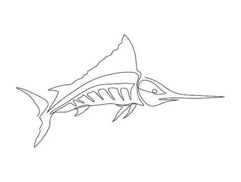 Premium Vector | Continuous one line drawing of marlin fish. simple illustration of marlin fish ...